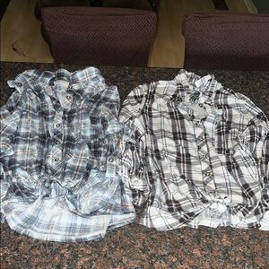 Plaid Kids Shirts - Blue and Black